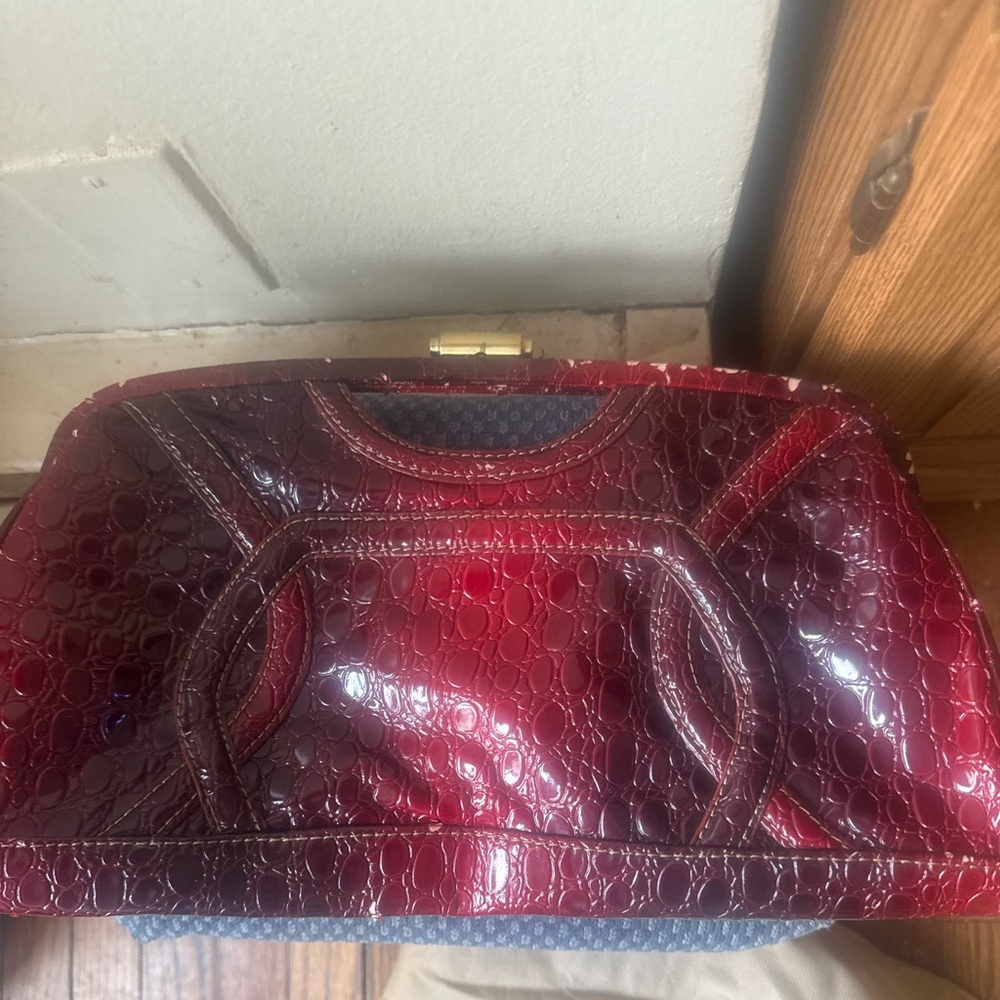 Patricia Nash Shiny Red Croc-Embossed Clutch